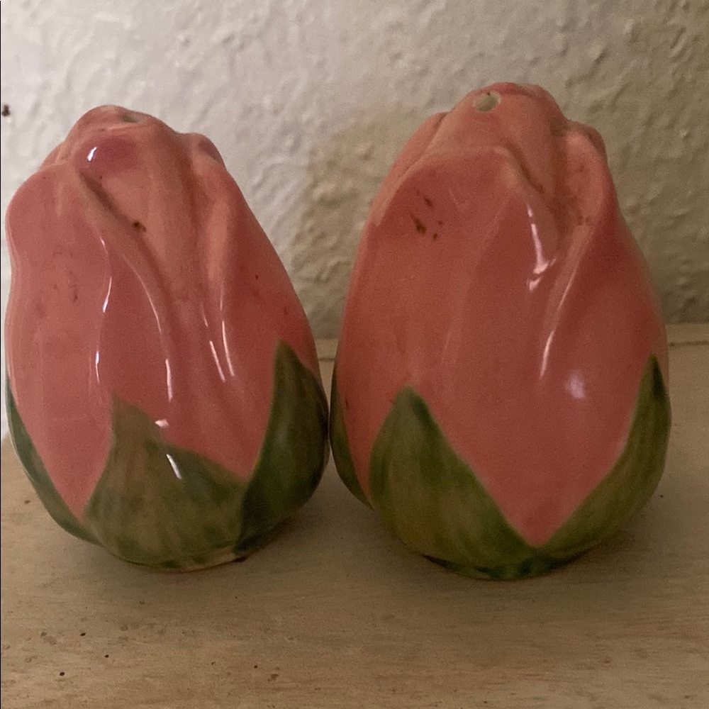 Vintage Pink Rose Salt and Pepper Shakers